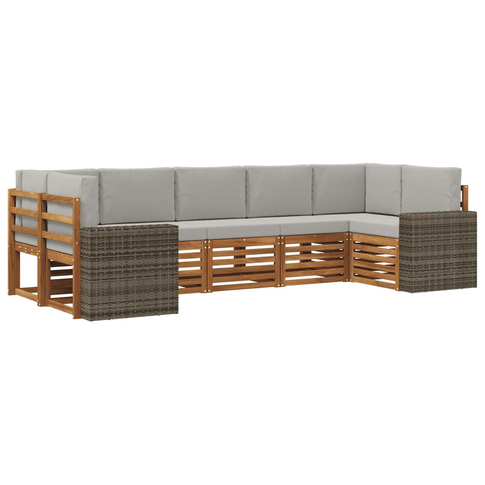 Ensemble de canapé d'angle 7 pcs naturel et gris clair