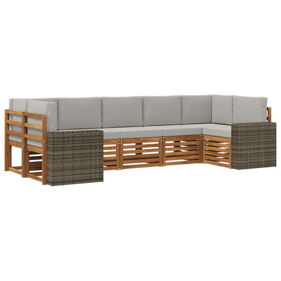 Ensemble de canapé d'angle 7 pcs naturel et gris clair