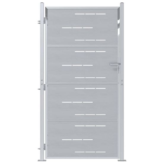 Porte de jardin argenté 85 x 196 cm acier inoxydable