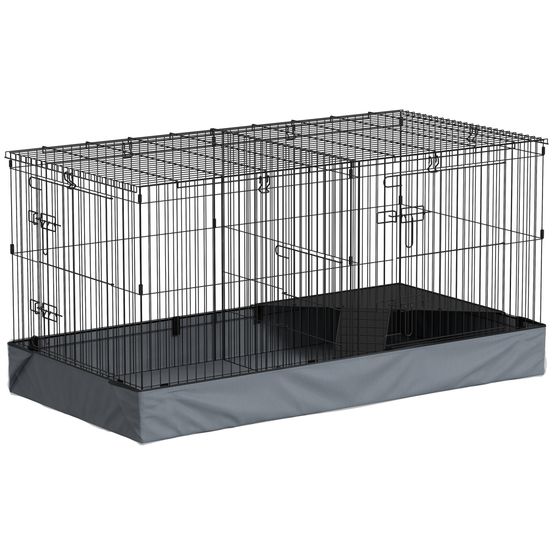 Cage parc métal tissu oxford cochons d'inde fond imperméable 121x61x61cm noir