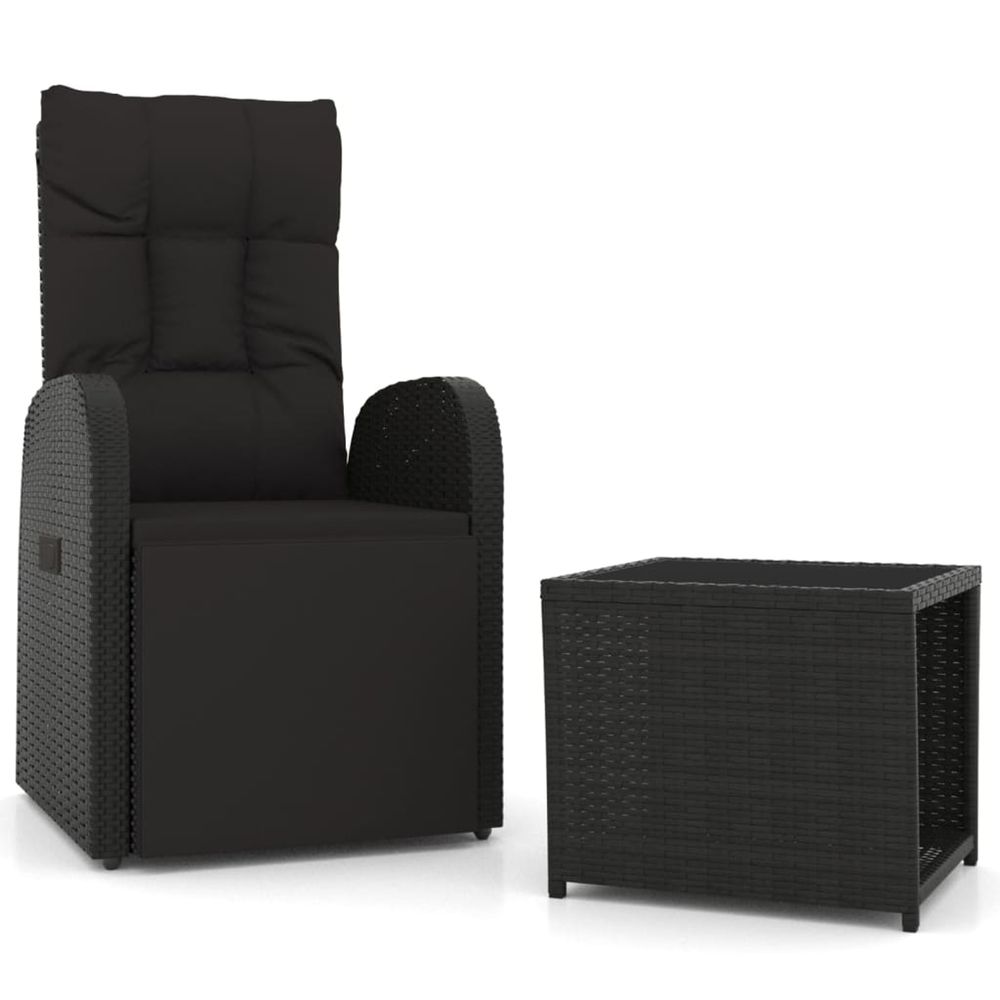 Ensemble de salon de jardin 2 pcs noir poly rotin et acier