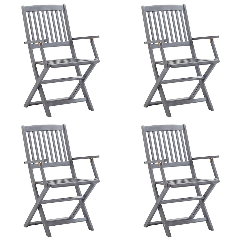 Chaises pliables d'extérieur lot de 4 et coussins bois d'acacia