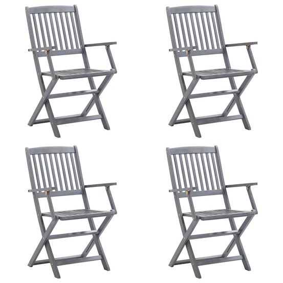 Chaises pliables d'extérieur lot de 4 et coussins bois d'acacia