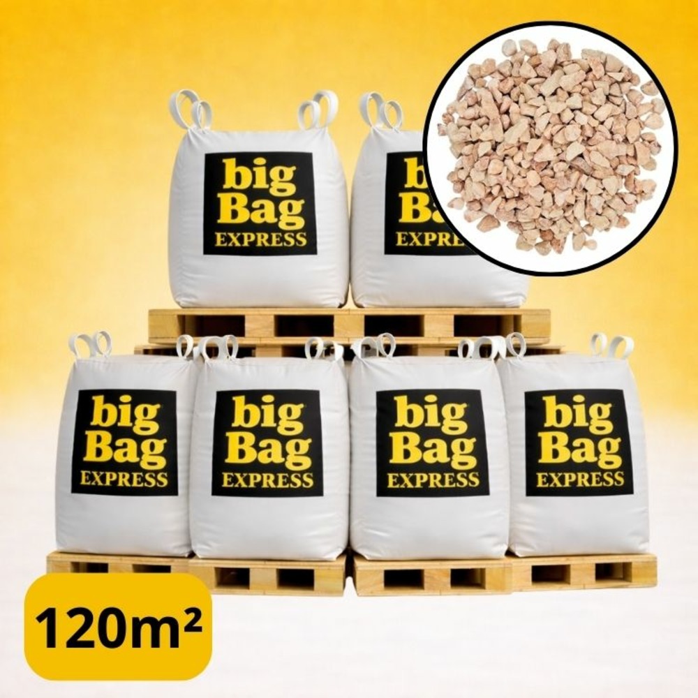 Pack 6 x big bag de +/- 1,5t ≃ 120m² gravier marbre rose ø 6/9 mm - livraison premium