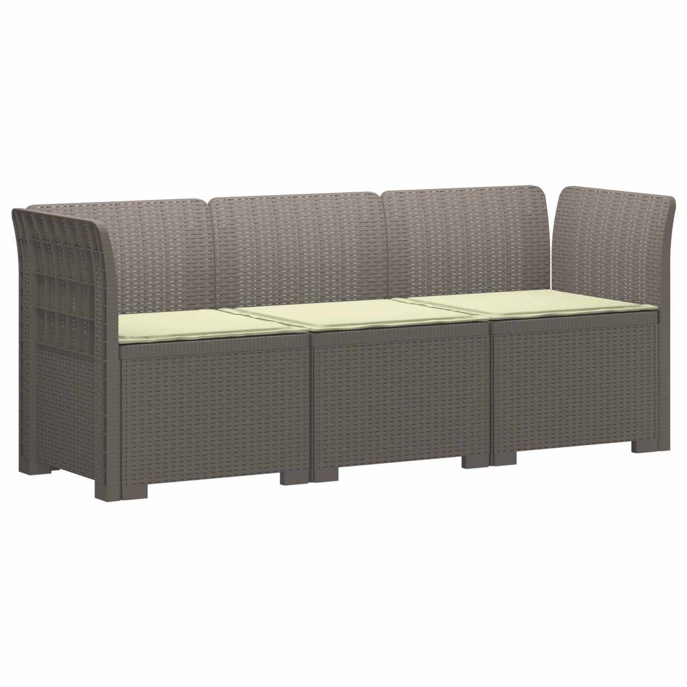 Canapé de jardin 3 places avec coussins look rattan pp