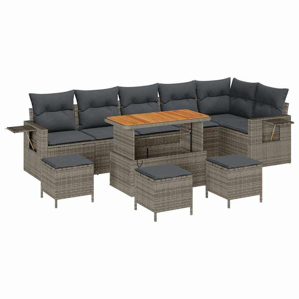 Ensemble de canapé de jardin 10 pc gris polyrotin