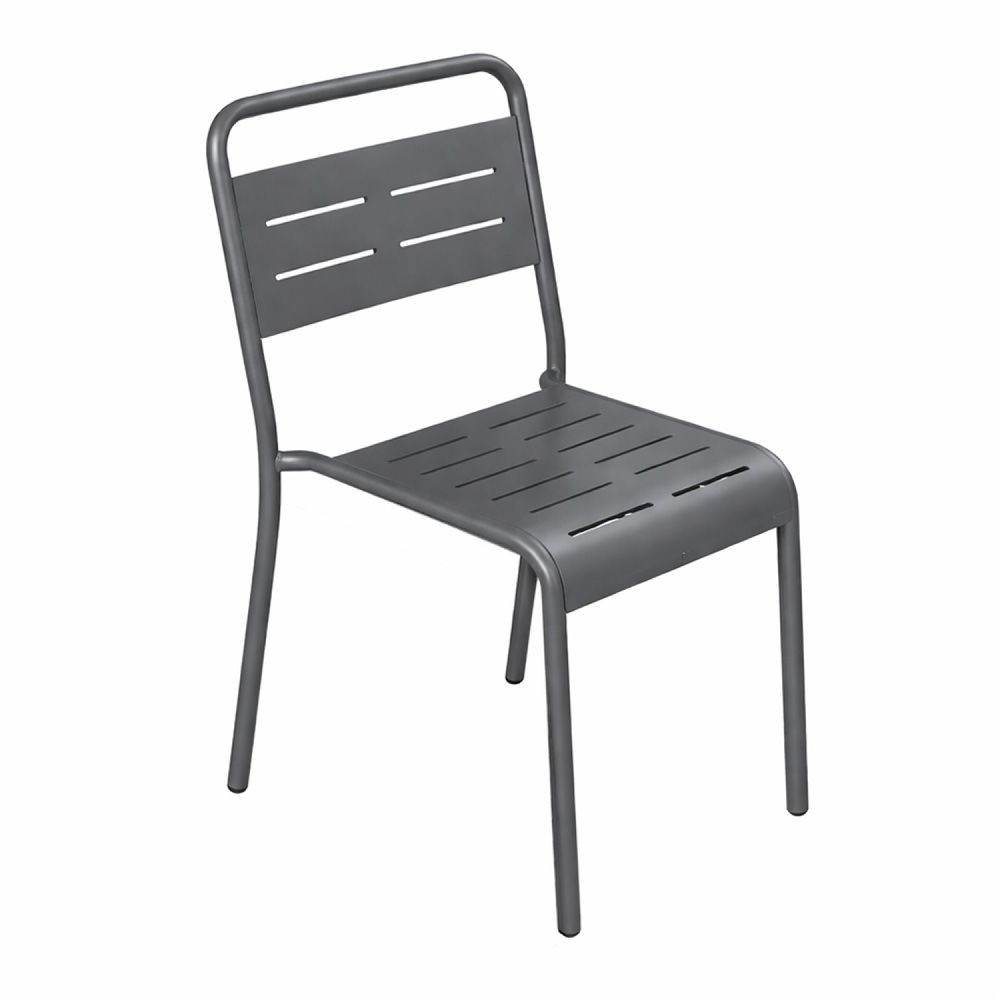 Lot de 6 chaises de jardin empilables gris foncé bergame