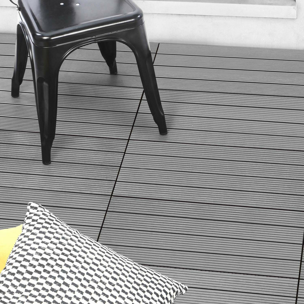 Lot de 5 dalles de terrasse rectangulaire wodhy clipsables bois composite gris 60 x 30 cm