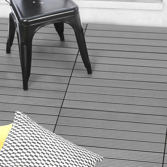 Lot de 5 dalles de terrasse rectangulaire wodhy clipsables bois composite gris 60 x 30 cm