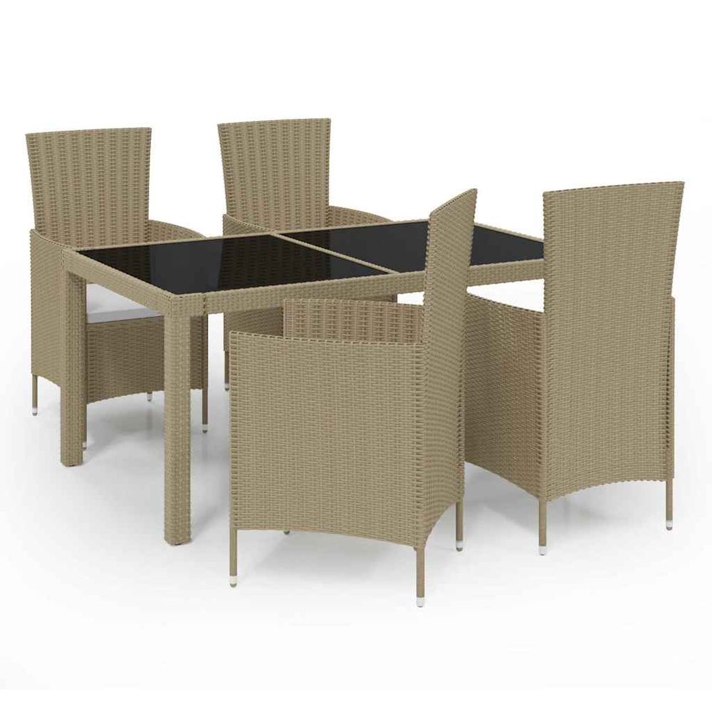 Ensemble à manger d'extérieur 5 pcs coussins résine tressée