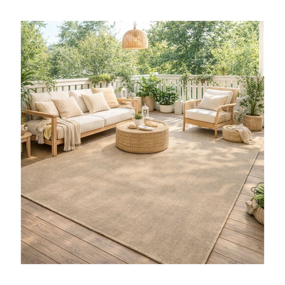 Tapis extérieur intérieur 120x170 lyn13 reza aspect jute motif uni