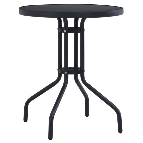 Table de jardin noir 80 cm acier et verre