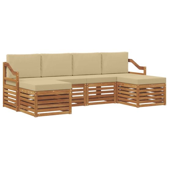 Ensemble de canapés d'extérieur 6 pc naturel et beige