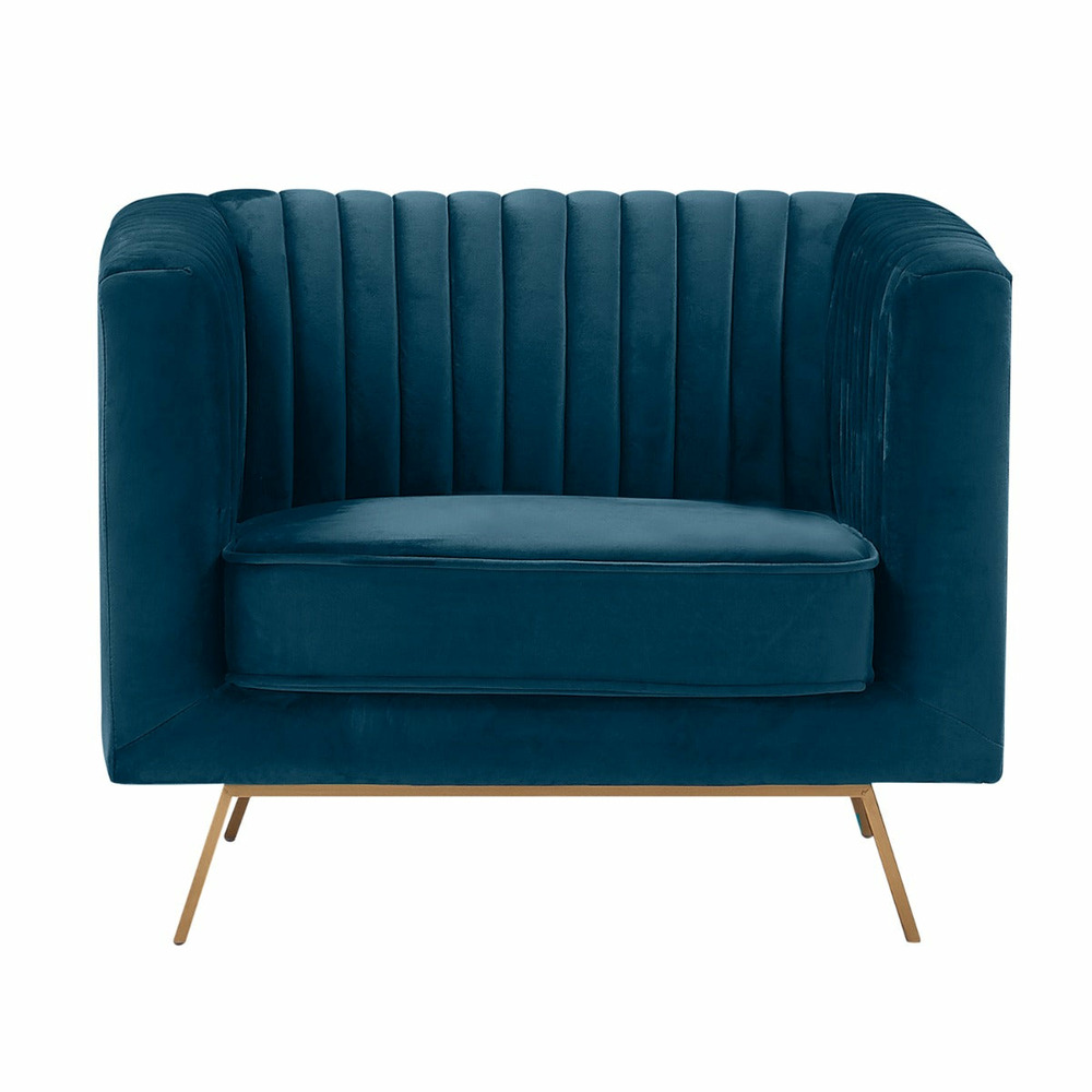 Gatsby-fauteuil en velours bleu foncé