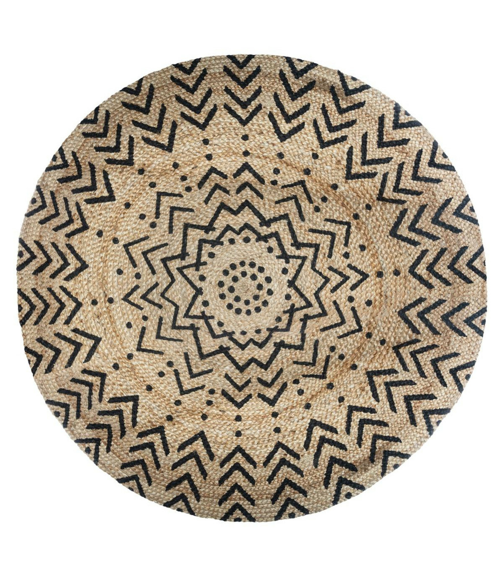 Tapis rond en jute déco living d 120 cm