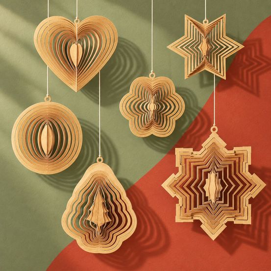 Décorations de noël en bois à plier, 6 formes à personnaliser | noël suspendu