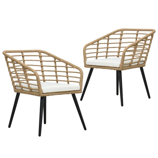 Chaises de jardin lot de 2 avec coussins résine tressée chêne