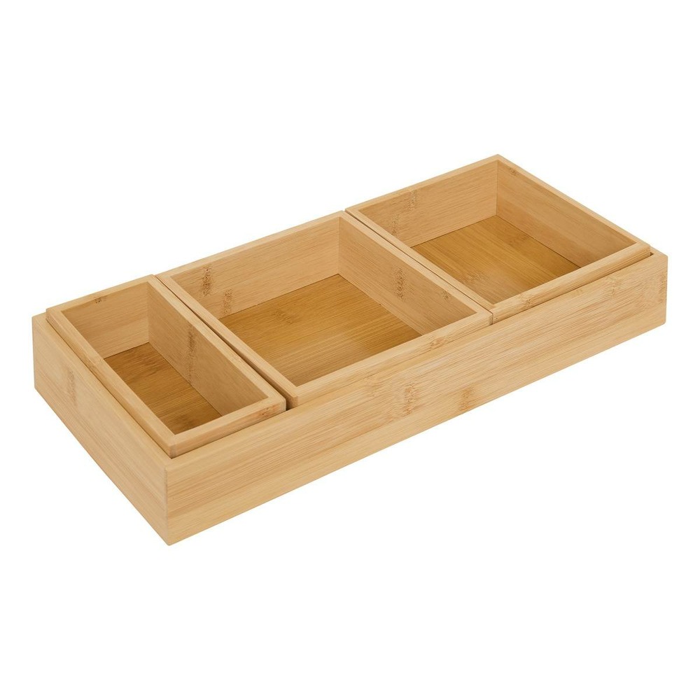 5five - organiseur bambou l14,5/38,1cm beige 4 pièces