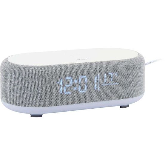 Reveil avec chargeur induction et enceinte bluetooth vogue gris