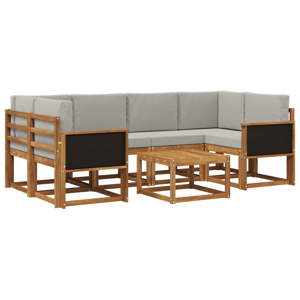 Ensemble de canapés d'extérieur 5 pcs naturel et gris clair
