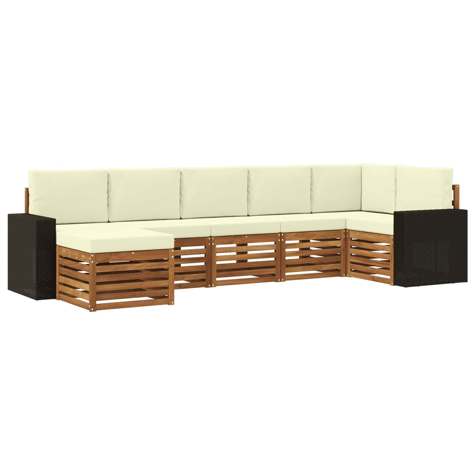 Ensemble de canapé d'angle avec coussin 7 pcs naturel et crème