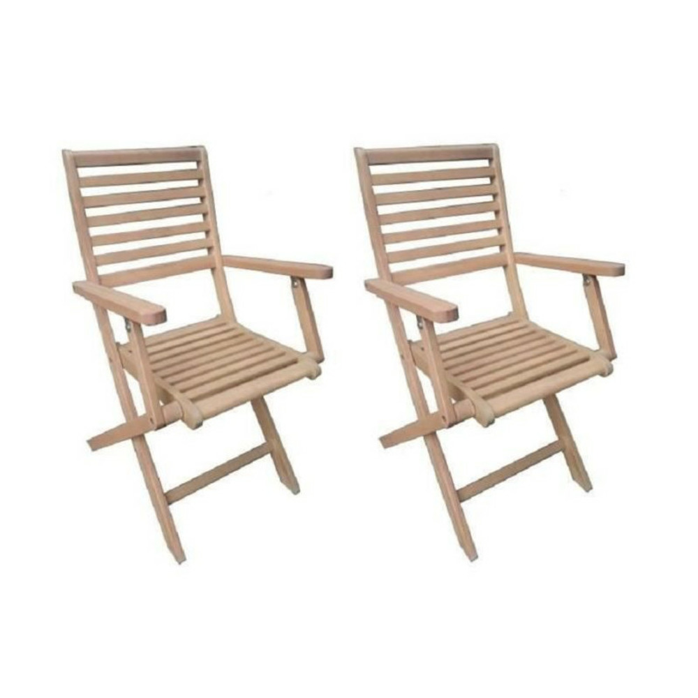 2 fauteuils de jardin pliants en acacia - 57 x 52 x 90 cm