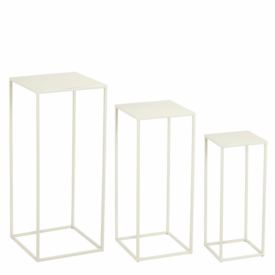 Mica decorations quinty table d'appoint - lot de 3 - l30 x l30 x h70 cm - métal - blanc cassé