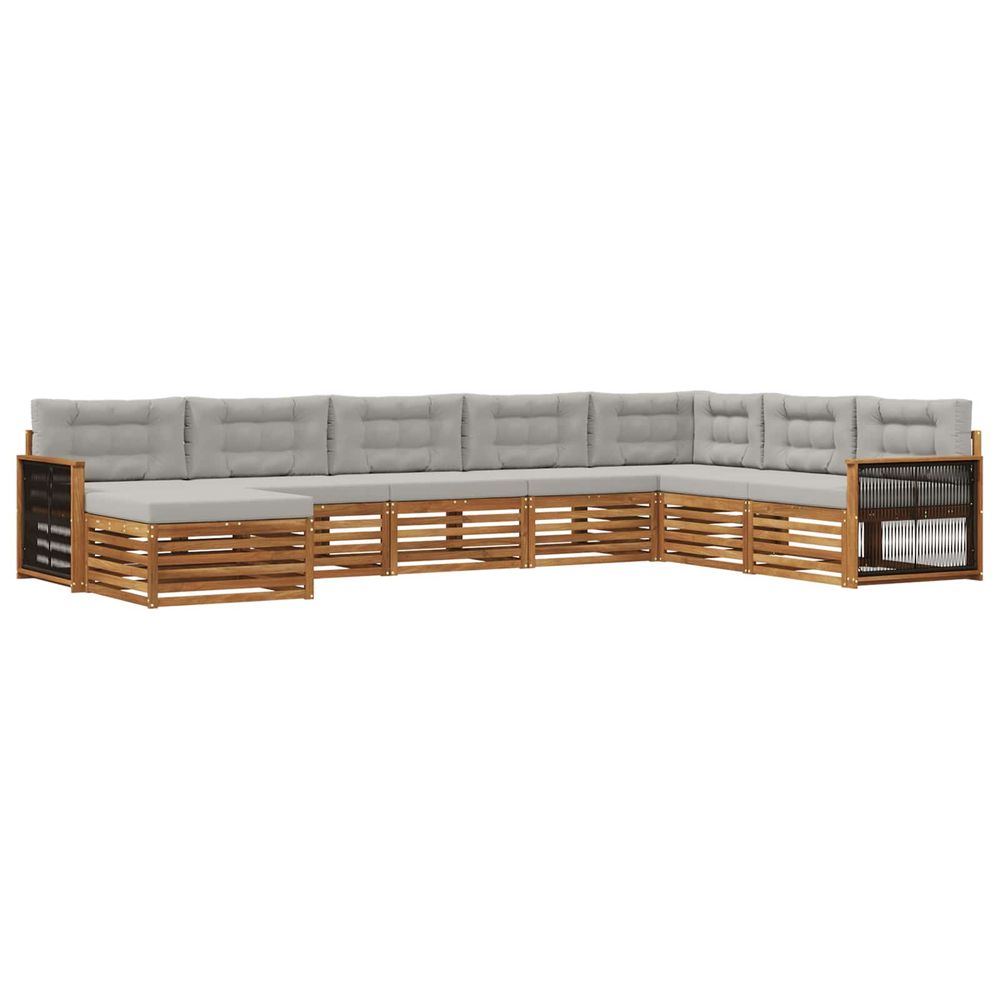 Ensemble de canapés d'extérieur 8 pc naturel et gris clair