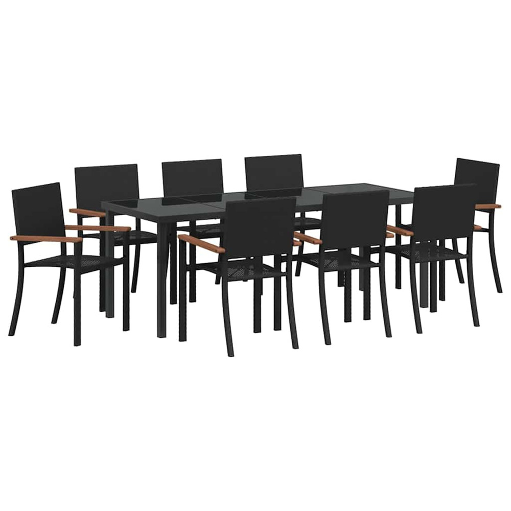 Ensemble de salle à manger pour jardin 9 pcs noir