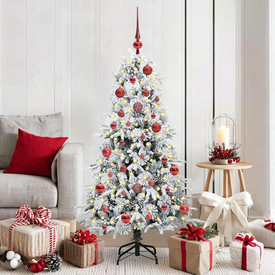 Sapin de noël artificiel 150cm lumineux, guirlande led extra longue 30m & décorations