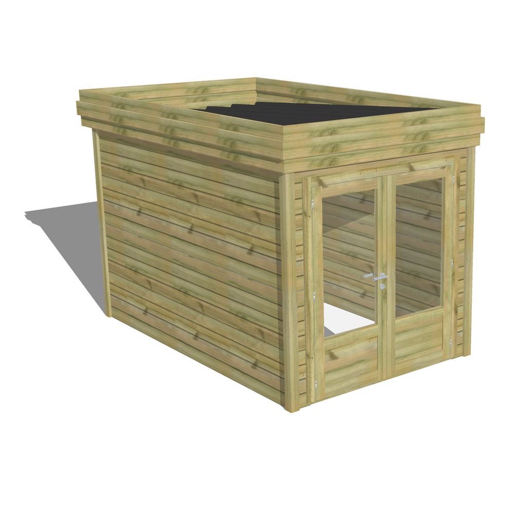 Abri de jardin bois pin traité autoclave 27mm - 2,14x3,44m / 7m2 - bac acier - abri français