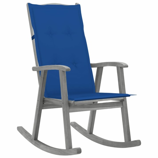 Chaise à bascule avec coussins gris bois d'acacia massif