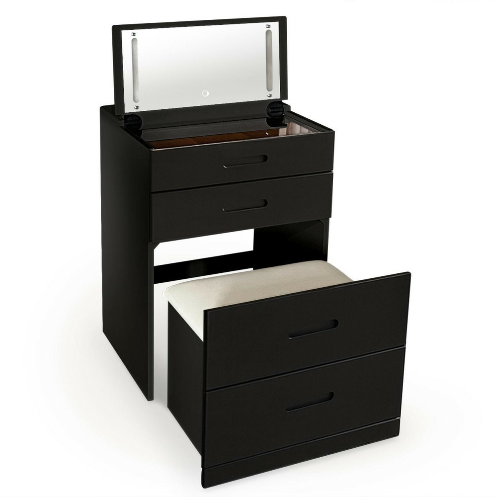 Coiffeuse compacte avec miroir led 