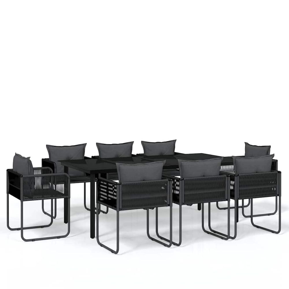 Ensemble à manger de jardin 9 pcs noir