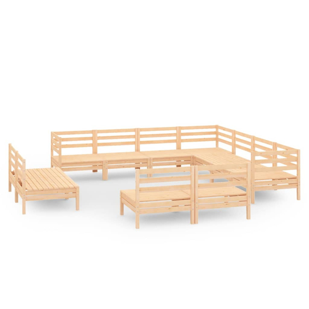 Salon de jardin 11 pcs bois de pin massif