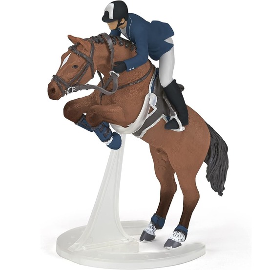 Figurine cheval de saut d'obstacle et son cavalier