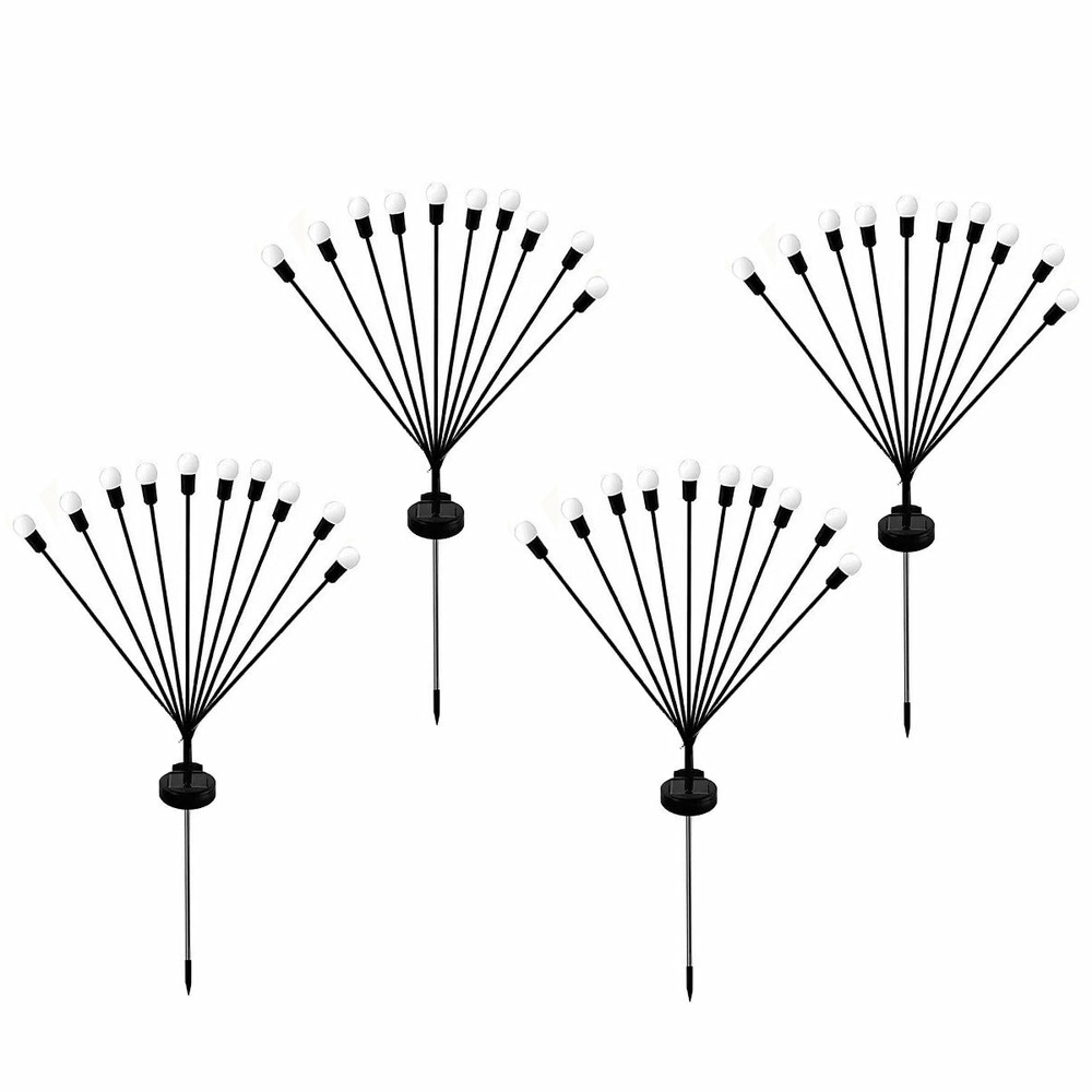 Lot de 4 torches solaires lyra noir plastique h73cm