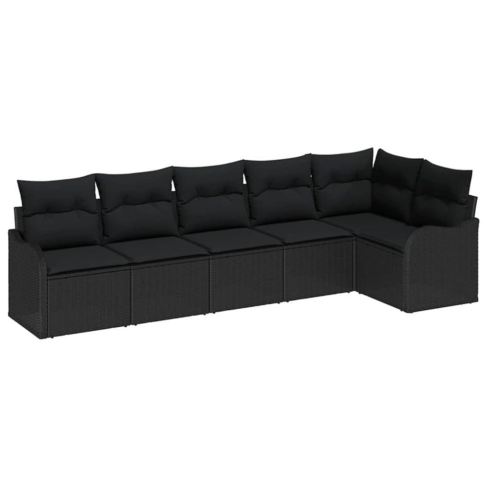 Ensemble de canapé de jardin noir polyrotin