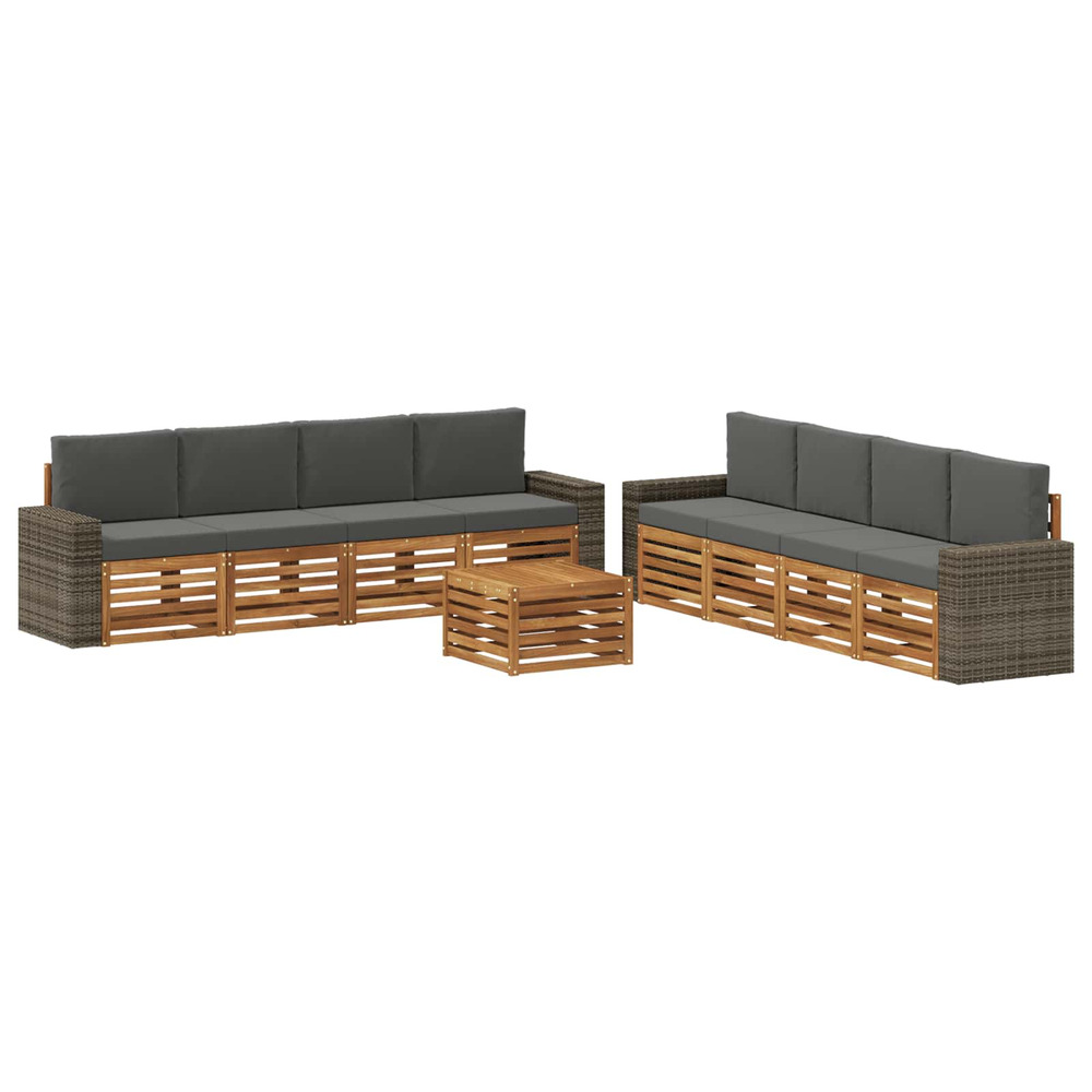 Ensembles de canapés avec coussin 9 pcs bois d'acacia massif