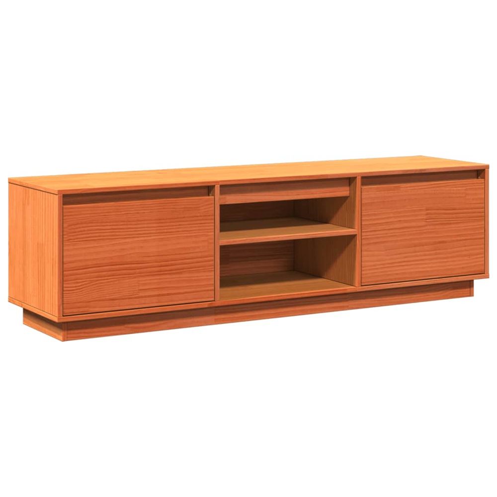 Meuble tv cire marron 140x35x40 cm bois pin massif
