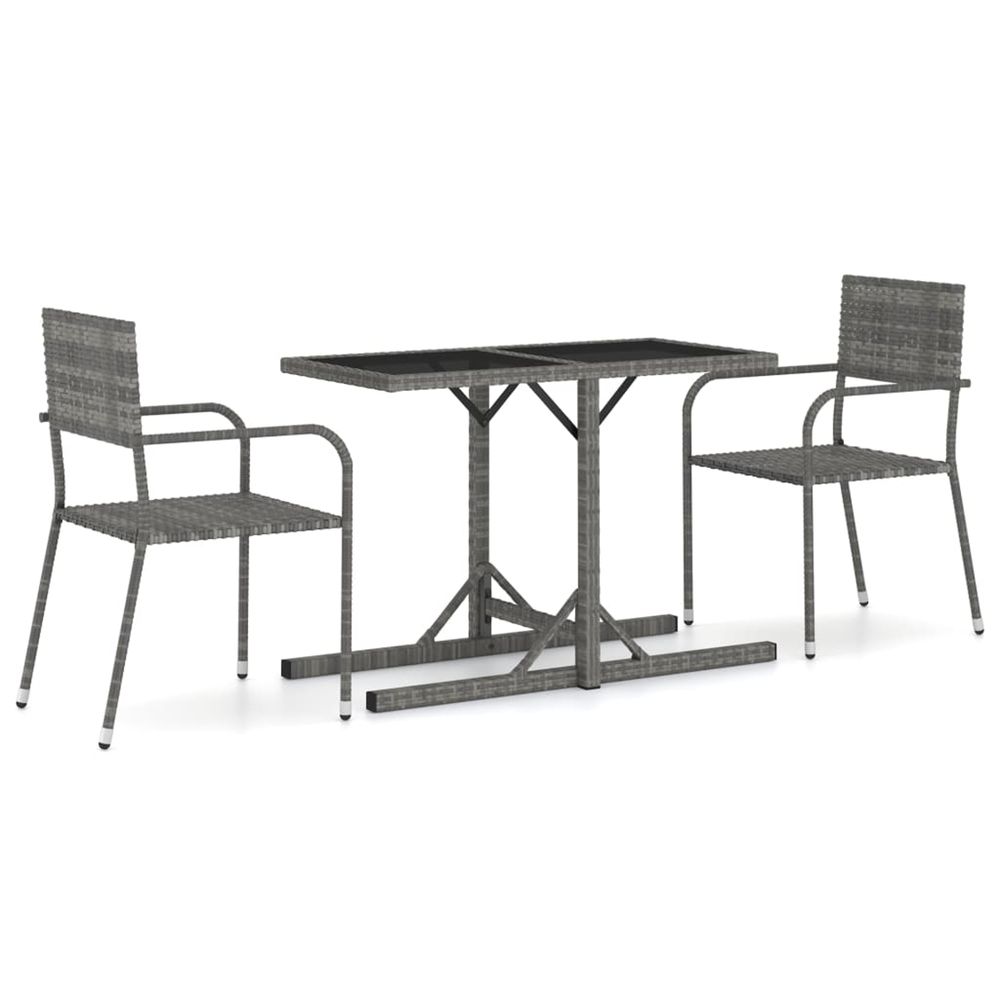 Ensemble à manger de jardin 3 pcs gris