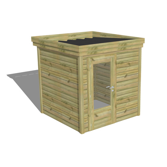 Abri de jardin bois pin traité autoclave 27mm - 2,14x2,14m / 5m2 - bac acier - abri français