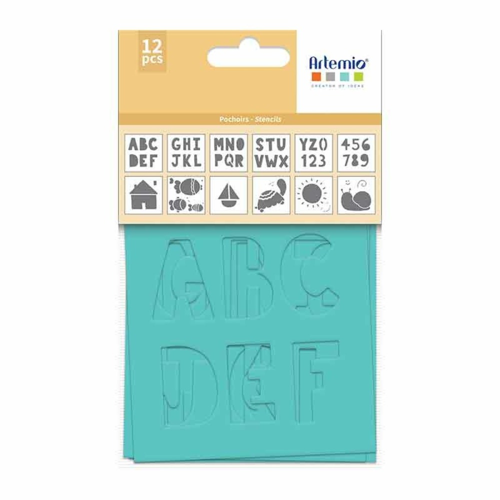 Set 12 pochoirs 9 x 9 cm - jolies comptines