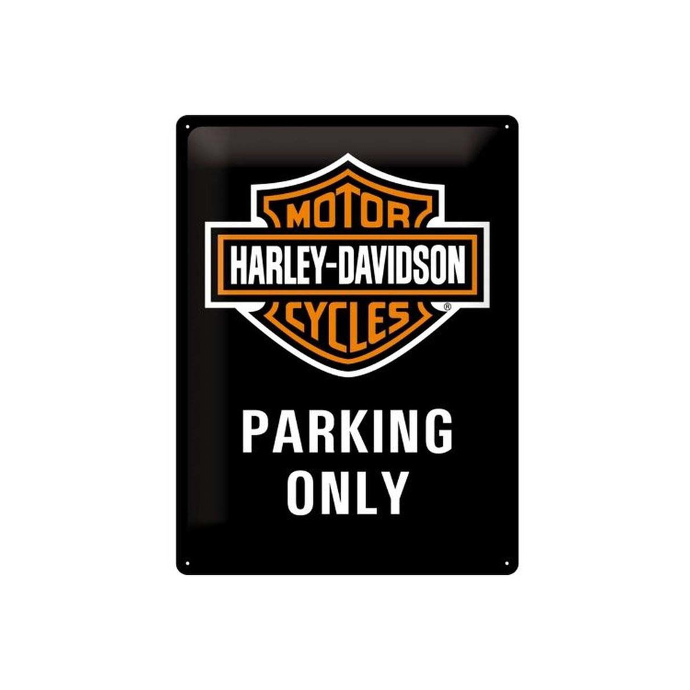 Plaque décorative en métal en relief 40 x 30 cm harley davidson parking only