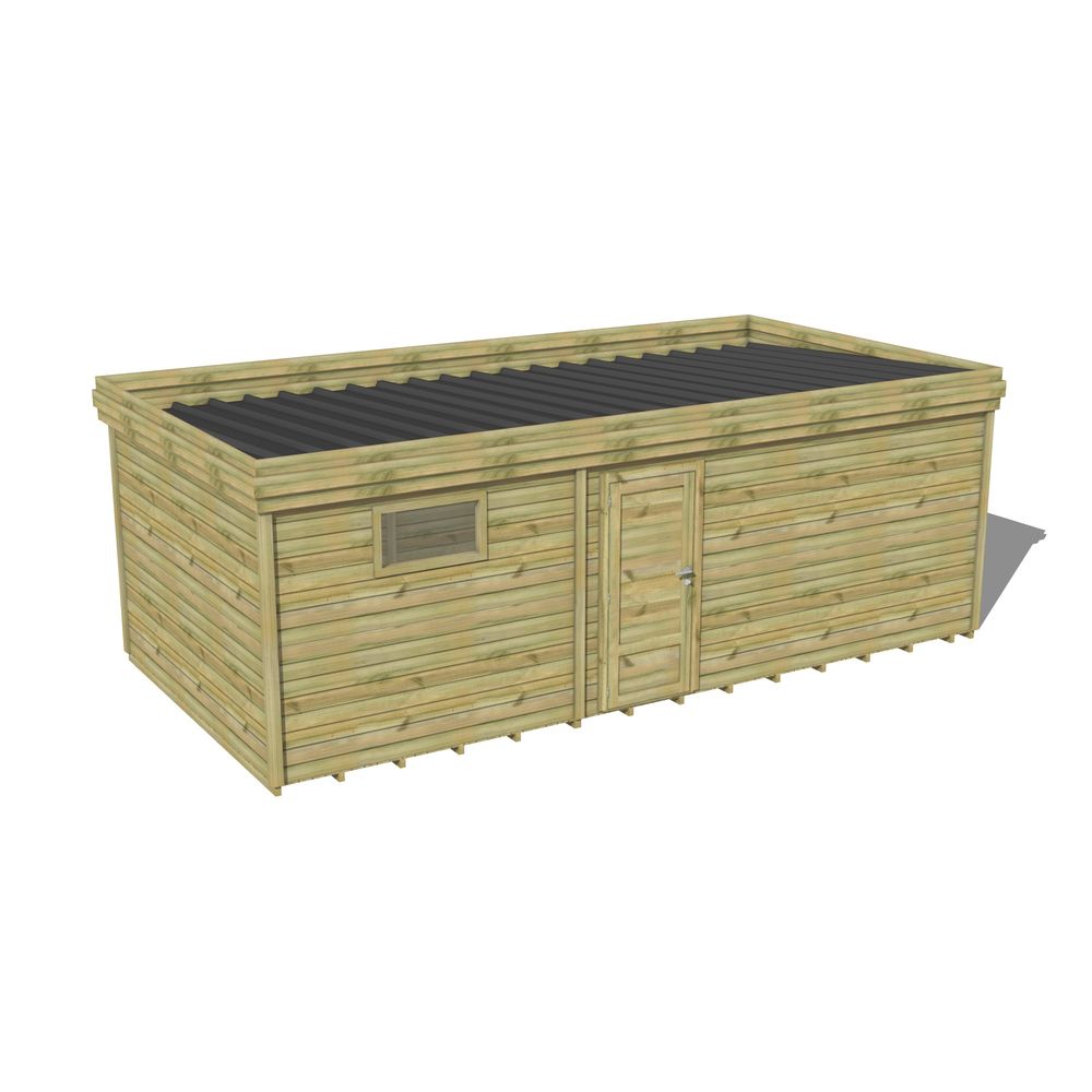 Abri de jardin bois pin traité autoclave 27mm - 6,895x4,34m / 30m2 - bac acier - plancher bois