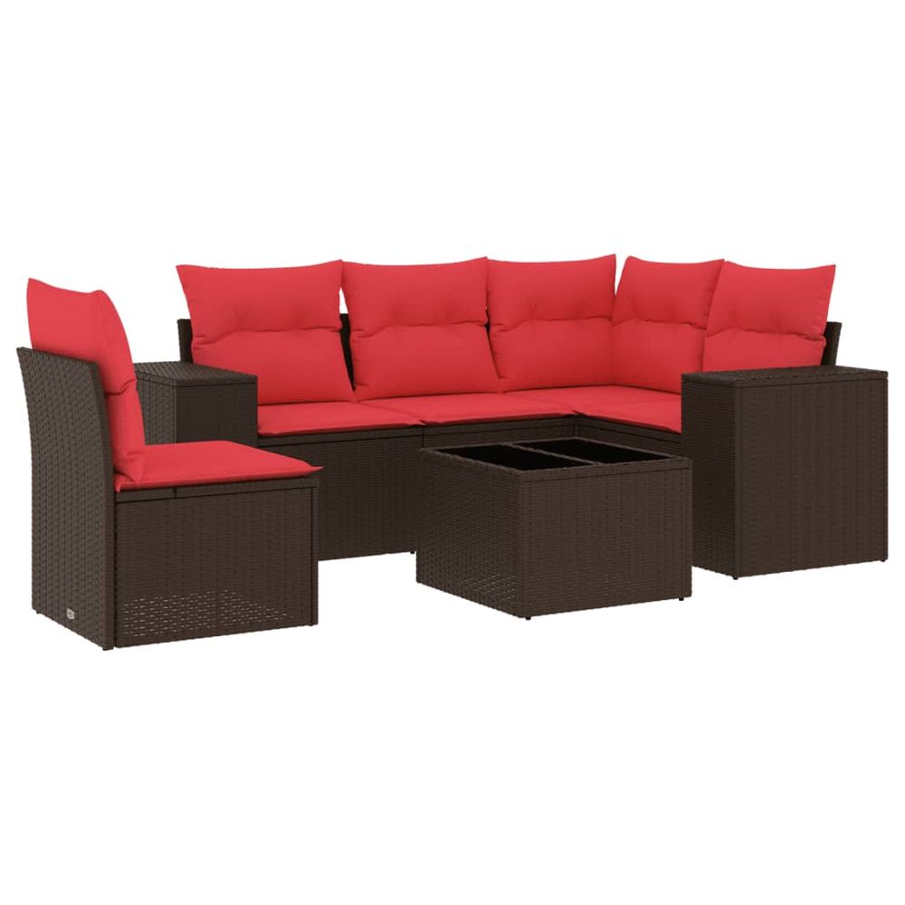 Ensemble de canapé de jardin 6 pcs avec coussins marron