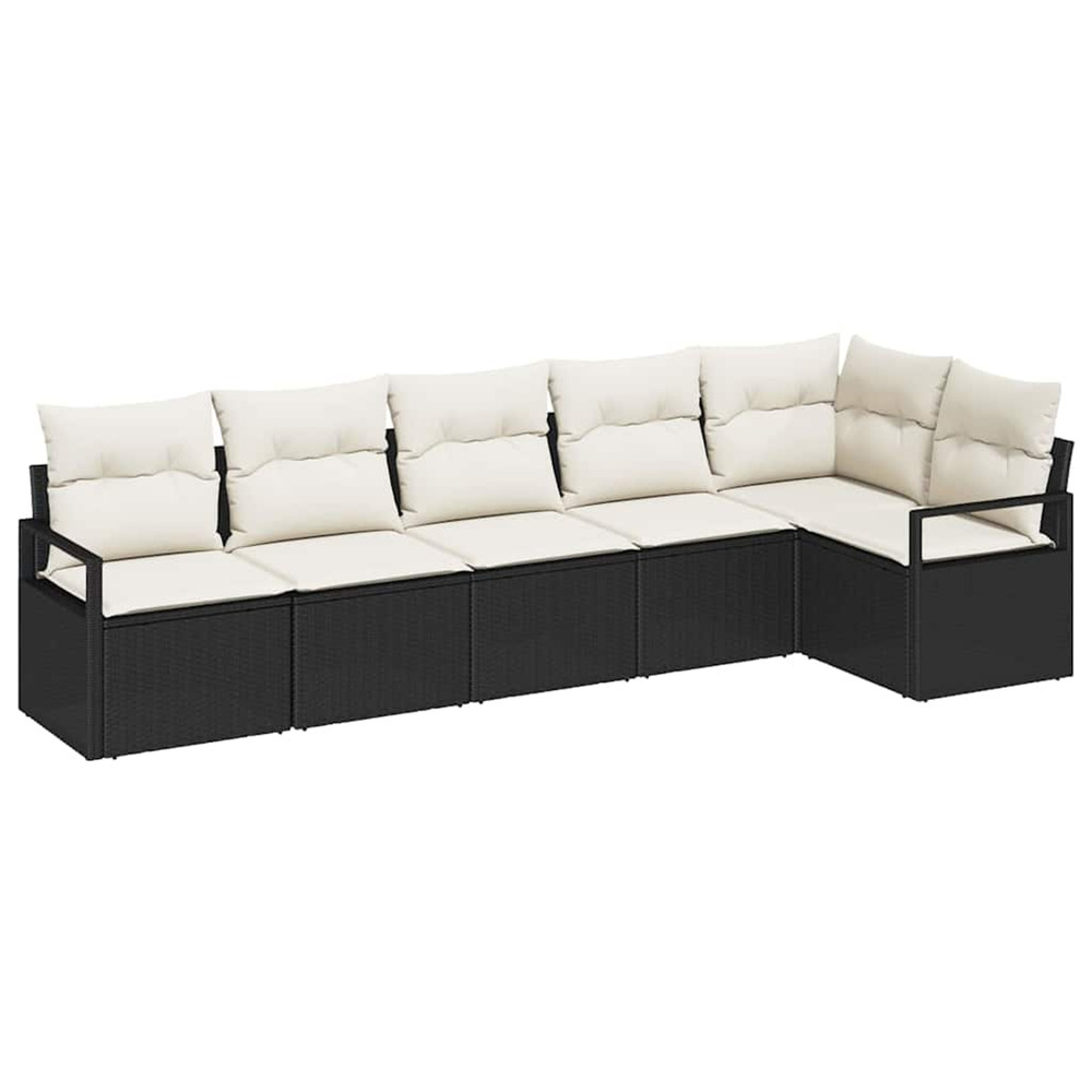 Ensemble de canapés avec coussin 6 pcs noir et crème polyrotin