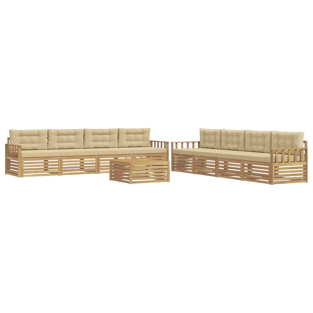 Ensemble de canapés d'extérieur 9 pc blanc et beige polyester