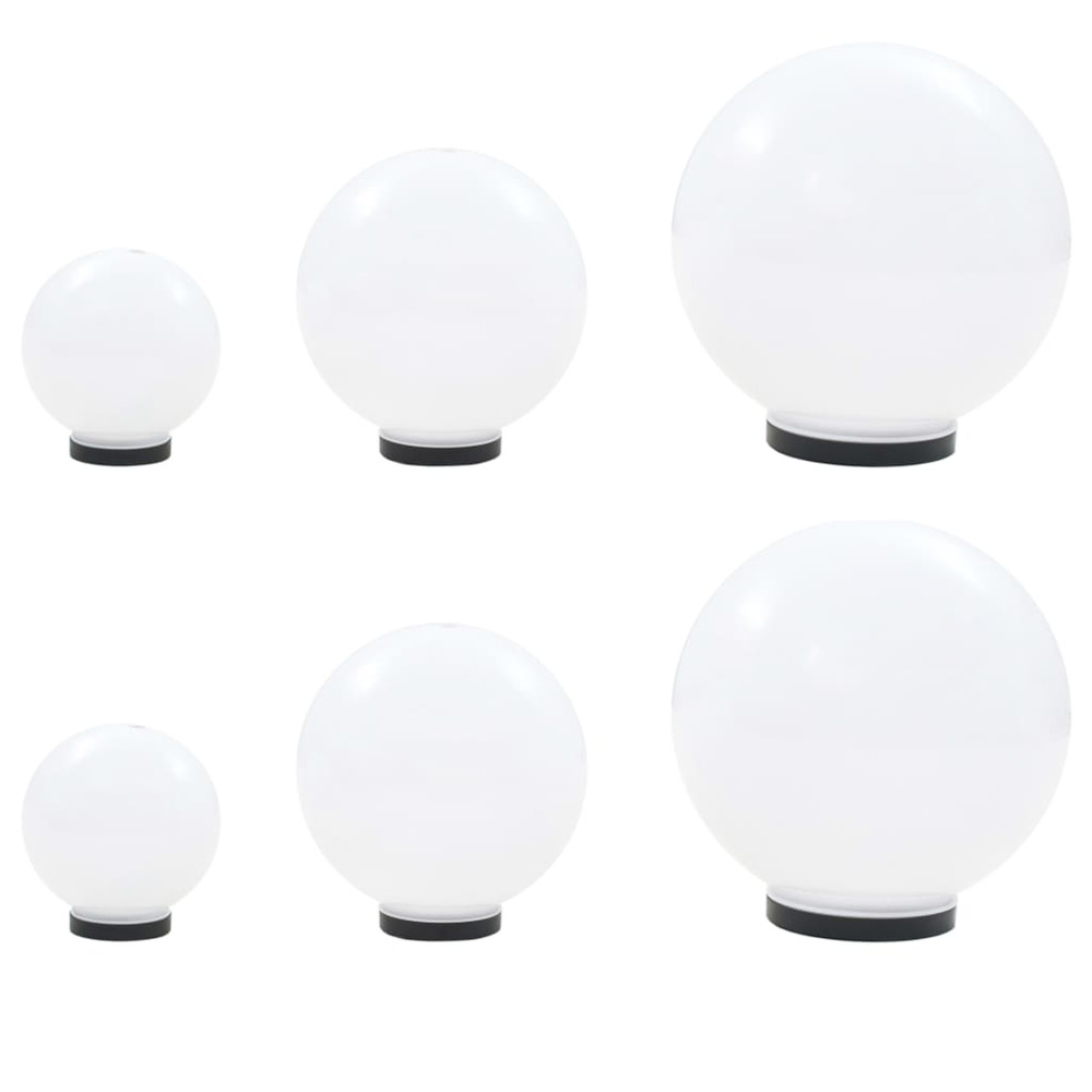 6 pcs jeu de lampe boule à led pmma sphérique 20/30/40 cm
