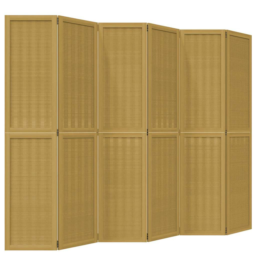 Cloison de séparation 6 panneaux marron bois paulownia massif